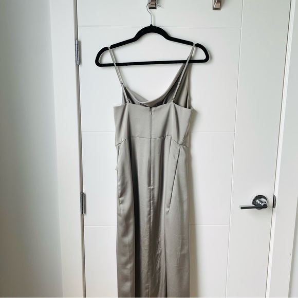 Evernew Satin Sage Green Dress Midi Dress - Picture 7 of 7